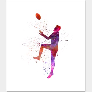 Rugby man player  in watercolor Posters and Art